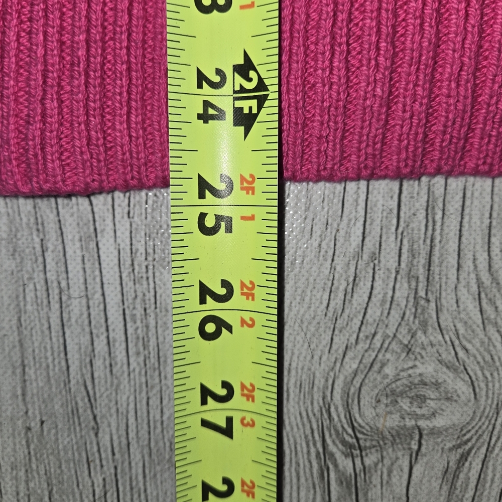 Free Assembly Striped Pink & Orange Crochet Hooded Sweater Womens Size XL - Picture 7 of 8